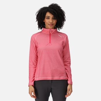 Montes - Damen Fleece-Sweatshirt - Reißverschluss - schmale Streifen Rosa